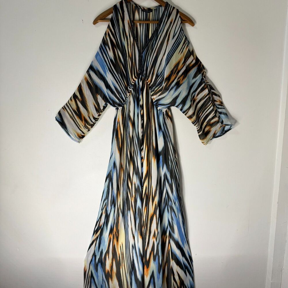 Allen B Schwartz Womens 4 Cut Out Shoulder Long Sleeve Maxi Dress Boho Resort
